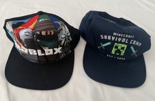 Minecraft  Roblox Youth Snapback Caps Lot of 2 Gaming Hats Adjustable