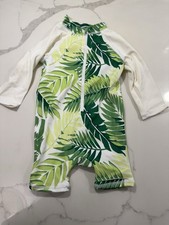 Janie Jack Rash Guard Swimsuit Tropical Palm Leaf Sz 6-12 Mos Long Sleeve Jungle