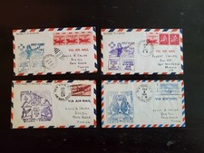 Four (4) TWA First Flight Covers USA to Europe 1947 to 1950