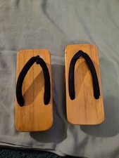 Unisex Traditional Japanese Wooden Kimono Geta Clogs Flip Flop Shoes