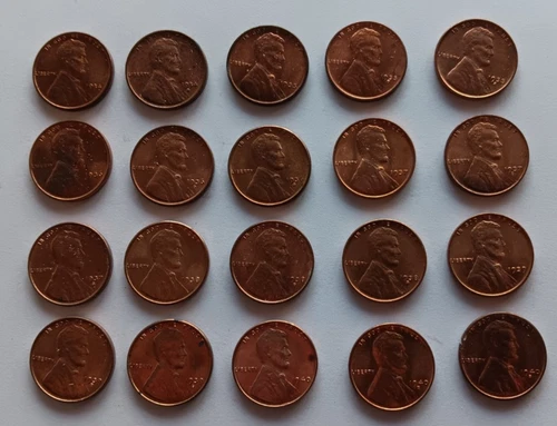 UNC LINCOLN WHEAT CENT SET 1934-1940 P-D-S   20 COINS