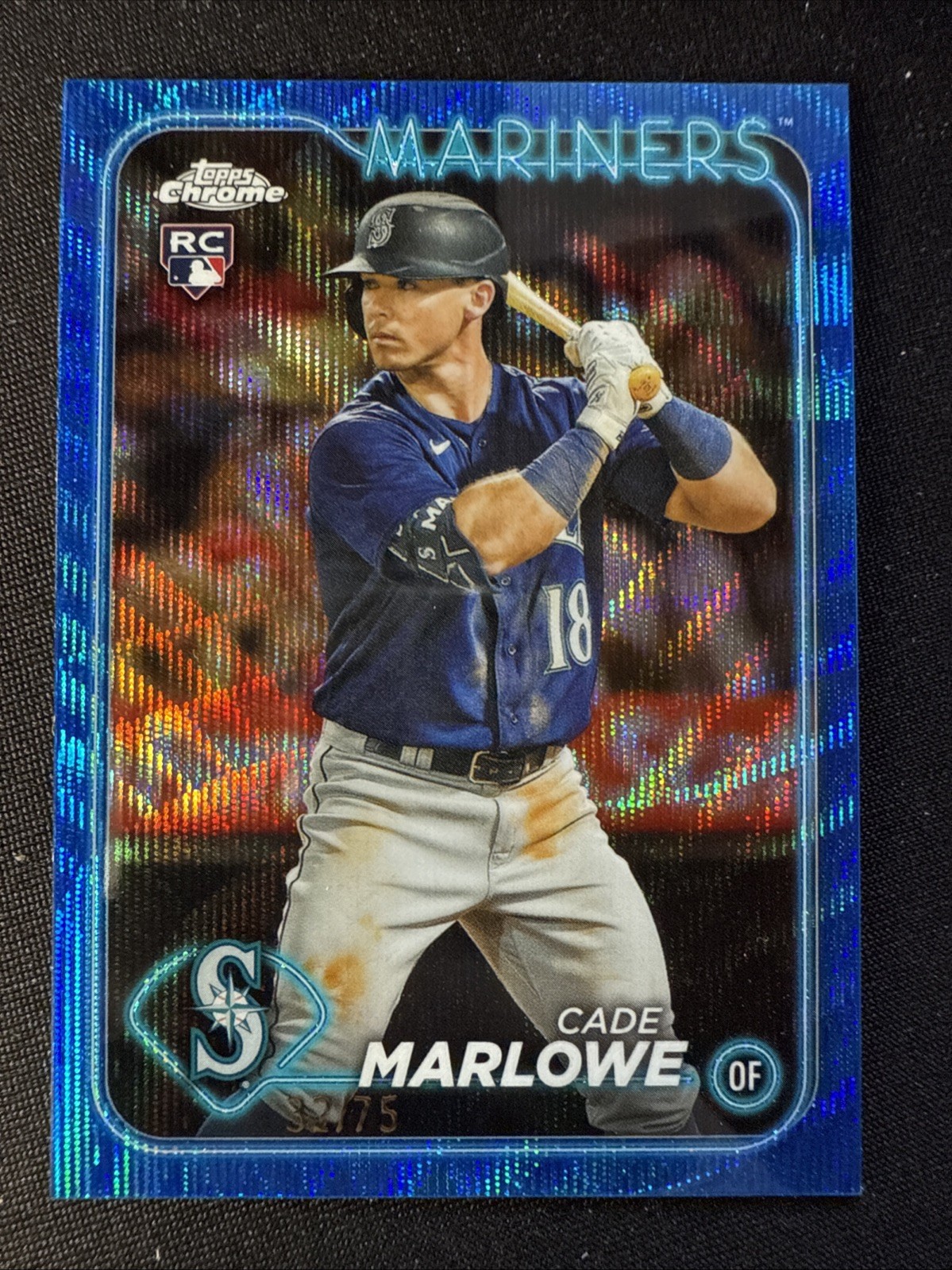 Cade Marlowe Rookie Card RC 2024 Topps Chrome Blue Wave Refractor /75 #266