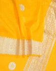 Sushila Vintage Yellow Banarasi Scrap Saree Art Cotton Silk Sari Brocade Craft F