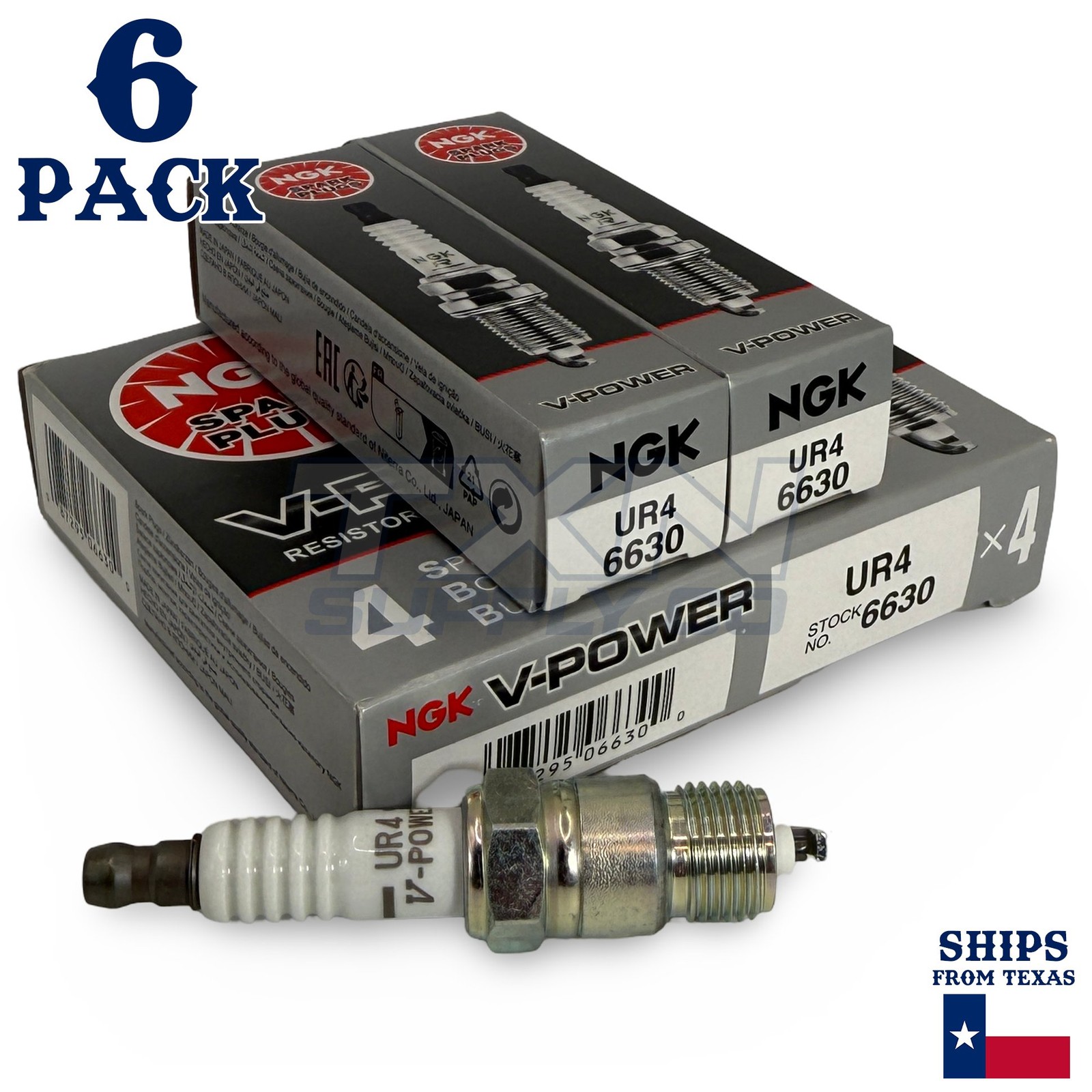 6 Pack NGK V-Power 6630 Spark Plugs UR4