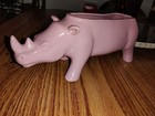 Pink Ceramic Rhinoceros Planter Tabletop Decor * Excellent Pre-Owned Condition!