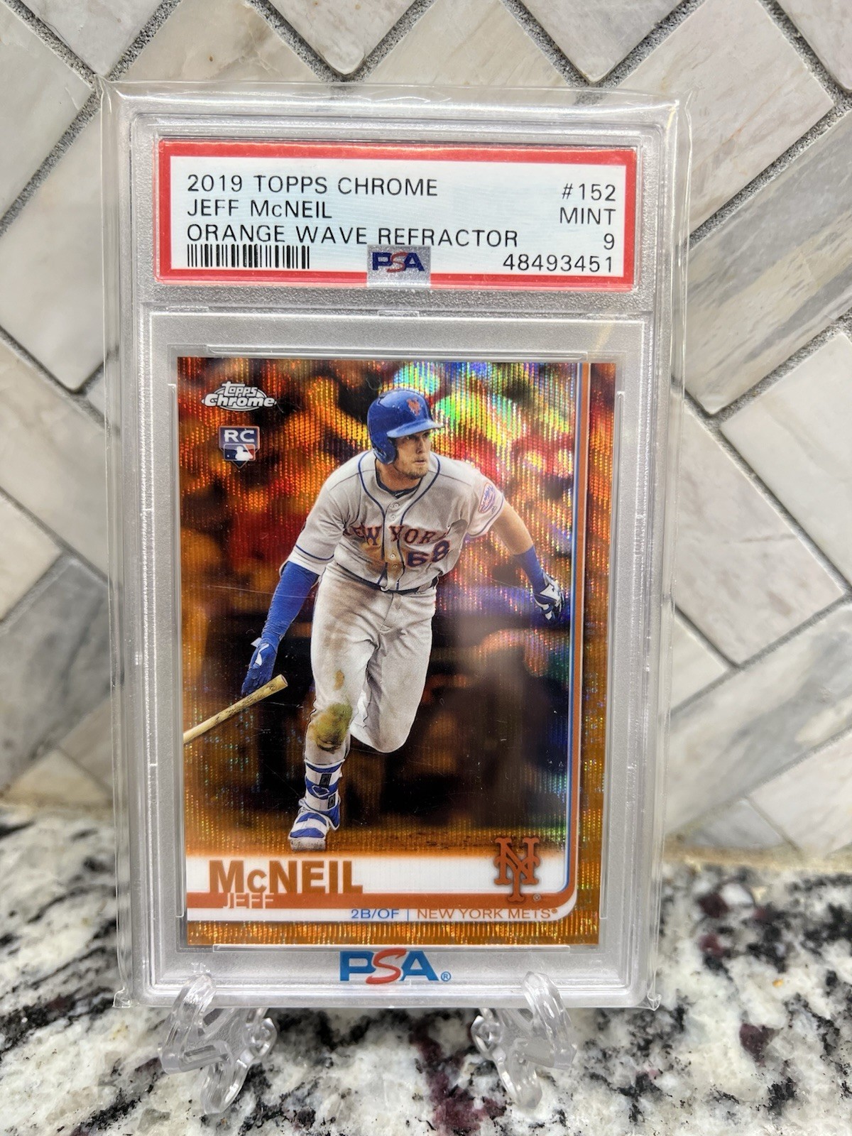 2019 Topps Chrome - Jeff McNeil #152 Orange Wave Refractor /25 (RC)