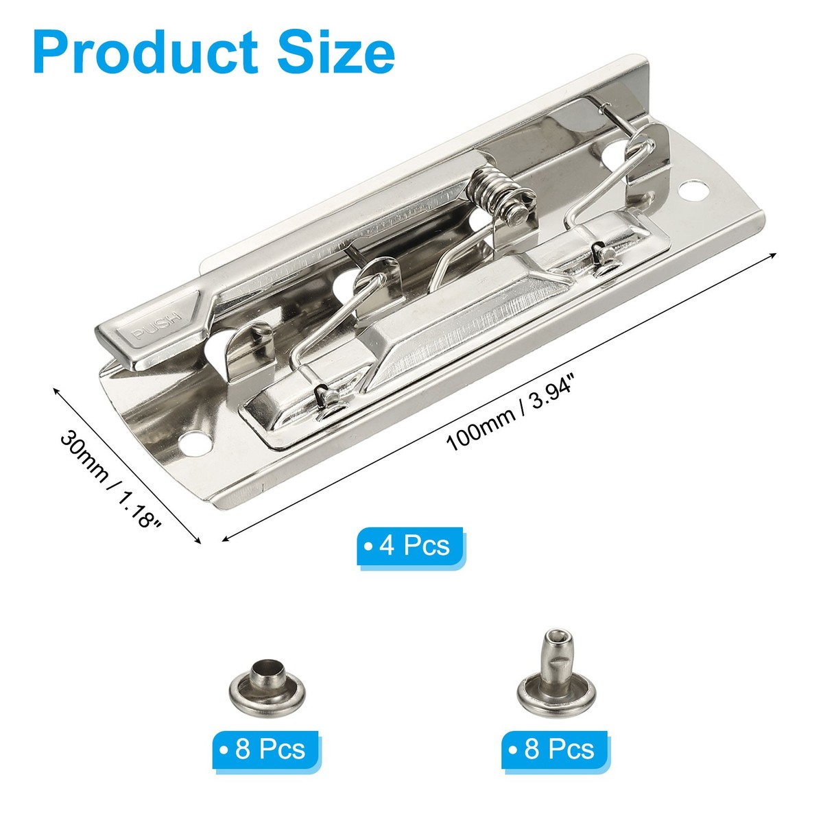 4 x Metal Clipboard Clips, Lever Clipboard Clips, Grip Lever Clip