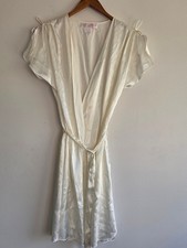 Vintage Oscar de la Renta Silky Ivory Wrap Robe Belt Soft Girl Flutter Sleeve M