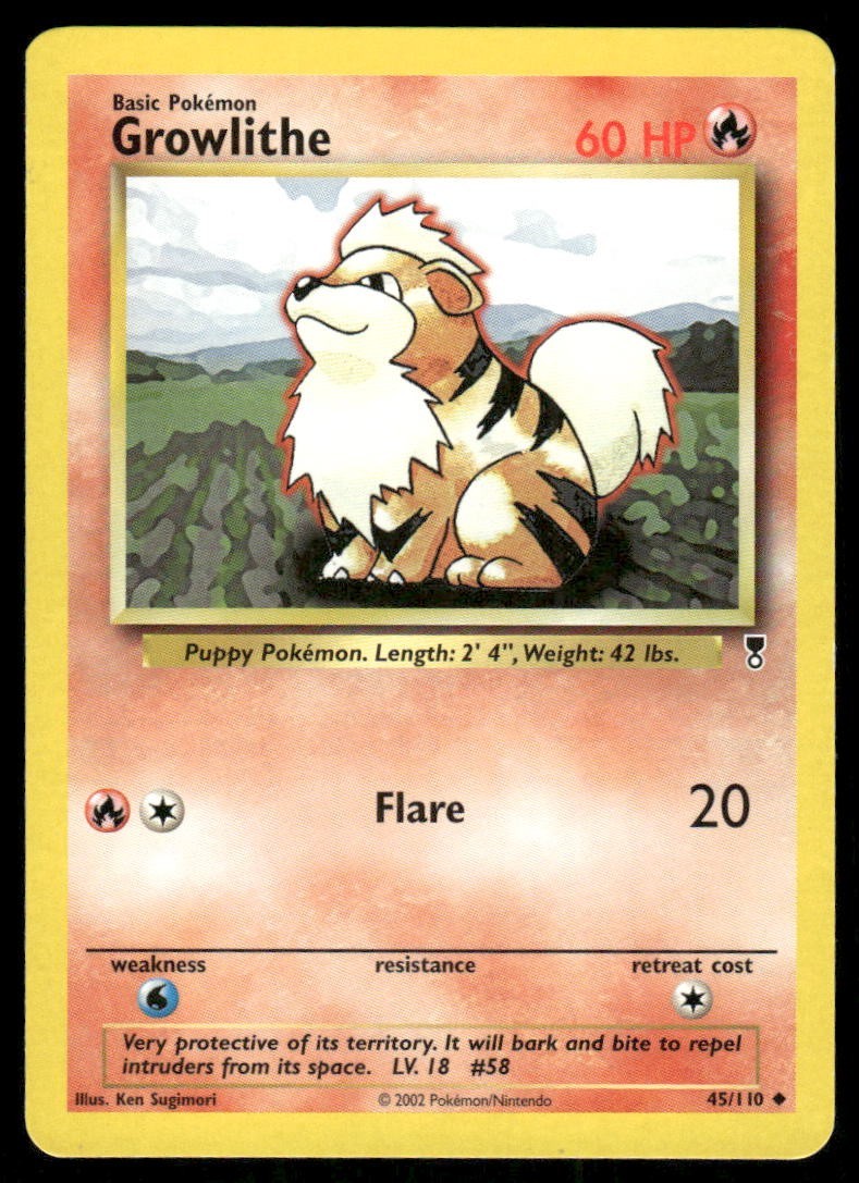 Pokemon Tcg Growlithe #45 Pokemon Legendary Collection LP