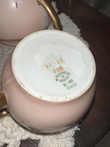 RARE VINTAGE RICHARD GINORI TEA Demitasse SET Pink Gold Creamer Sugar Teapot B5 - Picture 10 of 16