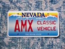 Nevada CLASSIC VEHICLE Vanity License Plate AMX American Motors AMX Mint