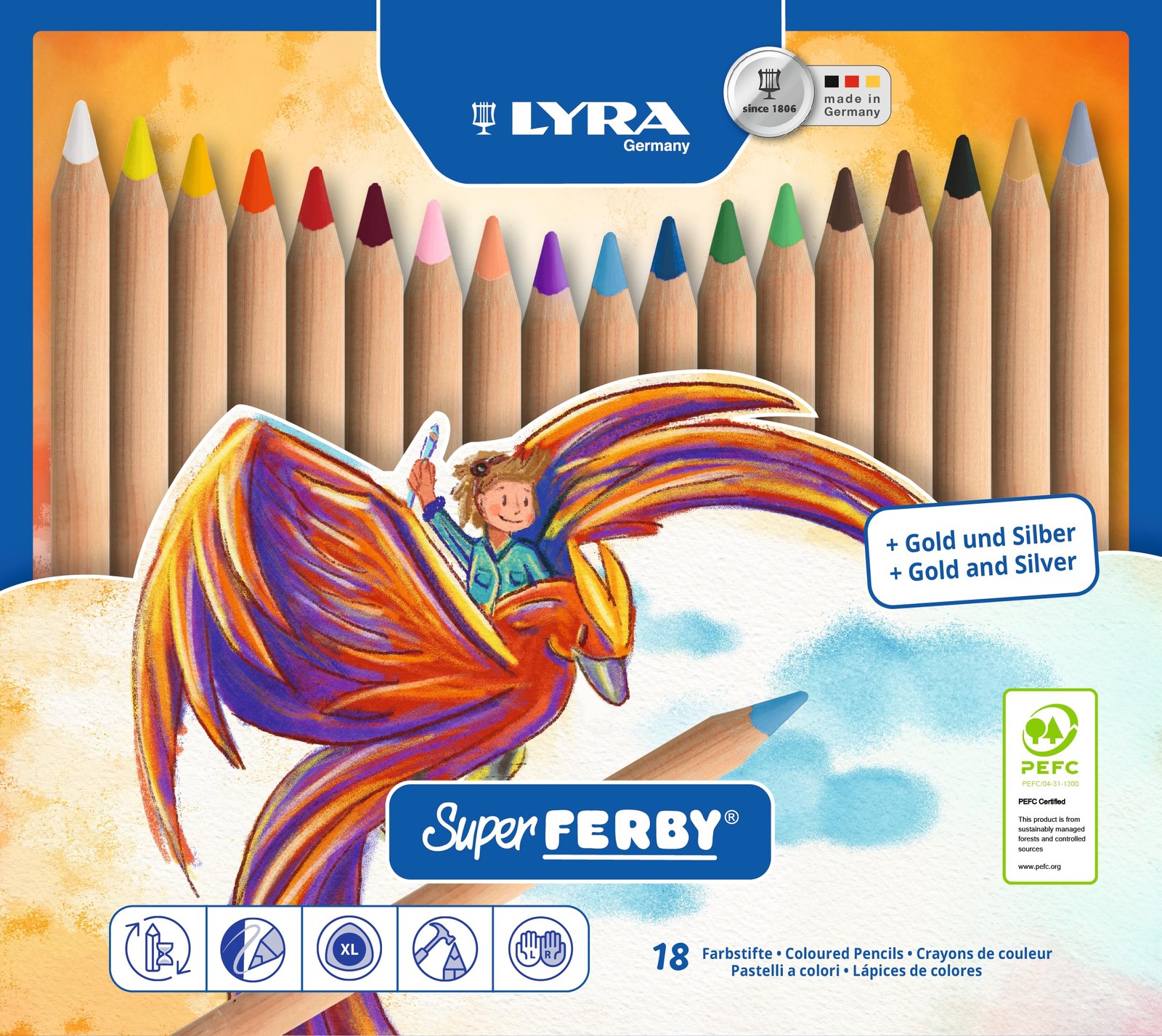 LYRA Super Ferby Giant Triangular Colored Pencil, Unlacquered, 6.25 Millimeter