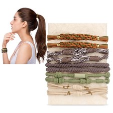10pcs Boho Hair Ties Bracelets for Women Girls Thick Hair Accessories Braided Ha