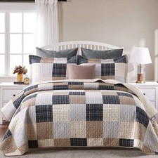 Y-PLWOMEN Farmhouse Quilts Queen Size - 100 Cotton Plaid Queen Quilt with 2 ...
