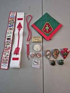 Lotto 14 oggetti vintage Boy Scout Ordine della Freccia Unami Lodge diapositive fasce...
