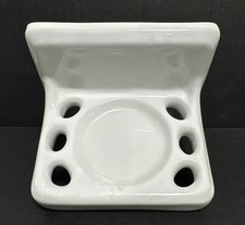 Vintage Off-White Classic Ceramic Toothbrush Cup Wall-Mount MCM Crown Japan