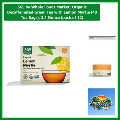 Kosher Certified Organic Decaf Green Tea with Lemon Myrtle - 2.1 Oz Convenience