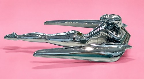 Vintage 1950s Nash Flying Lady Goddess Hood Ornament Chrome George Petty