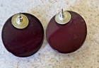 VINTAGE PURPLE & GOLD TONE OVAL PIERCED EARRINGS — photo 3