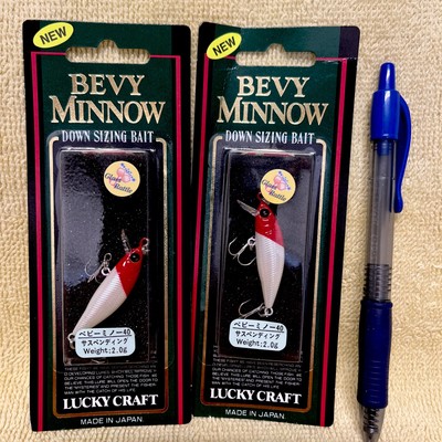 Lot Of 2 Bevy Shad 40SP Baby Minnow, 1/8oz, 1.5  Long,Red/White, Suspending,