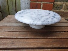 White Marble Pedestal Cake Or Cheese Display Stand 25.5cms Diameter x 7.5cm High