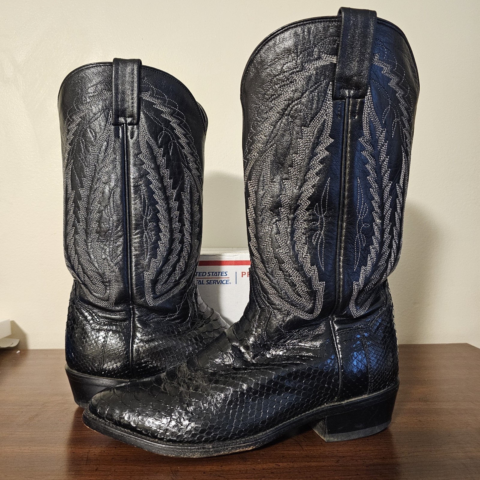 Dan Post Python Western Cowboy Boots Black Men's … - image 6