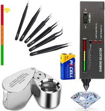 Diamond Tester Pen, 40X Full Metal Jewelers Eye Loupe,6PCS Precision Upgraded An