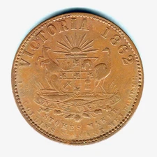 Australia Token. Stokes  - 1862 1d.. Melbourne Vic.. Arms & Vine   aVF