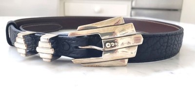 【希少/80s】David Dear ヴィンテージ コンチョベルト ユニセックス David Dear Sterling Silver Belt Buckle & Keepers; Cstm Bison Belt