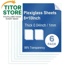 6 Pack Clear Plexiglass Sheets 8×10×0.04In Thin PET Plexi 8×10×0.04In, 