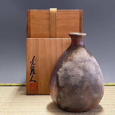 Japanische Keramik Tokkuri Bizen Ware #741 ''Koken Hibata'' Sake Flasche Vase