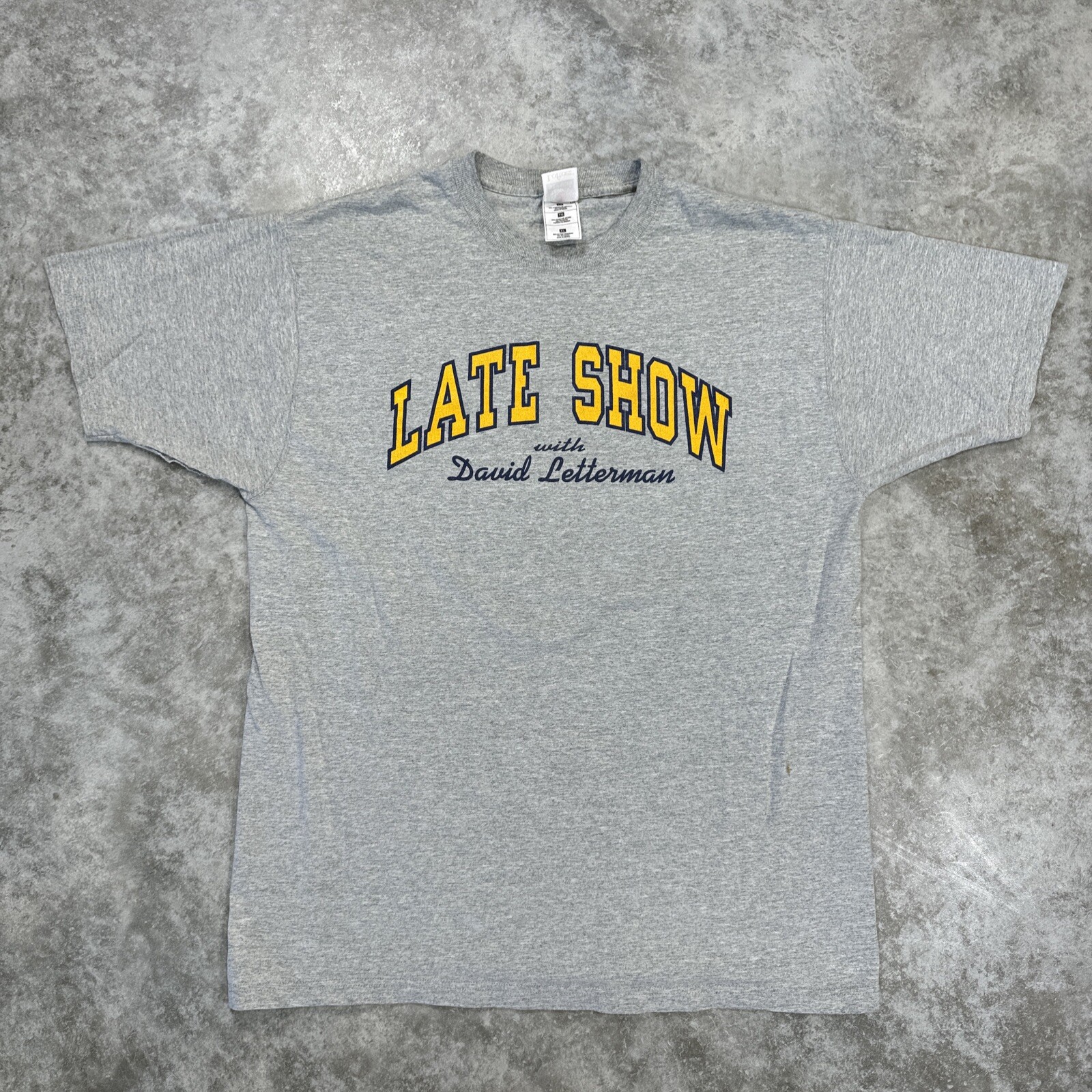 Vintage Late Show With David Letterman Shirt XL Made USA Tee Gray 90s