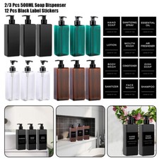 2/3 Pcs 500ml Empty Soap Dispenser Refillable Body Wash Bottles Gel Conditioner