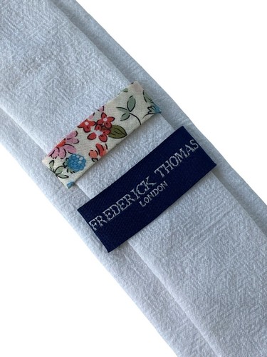 Frederick Thomas Designer - ivory cream luxury cotton mens classic width tie - Picture 3 of 4