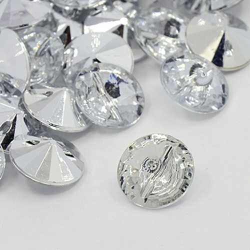 25 to 200 Round Acrylic 15mm Diamond Rhinestone Faux Sewing Crafts Bling Buttons - Picture 17 of 17