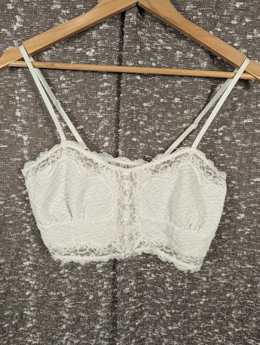 Free People Lacy Seamless Bralette Women's Medium Button Accents Boho