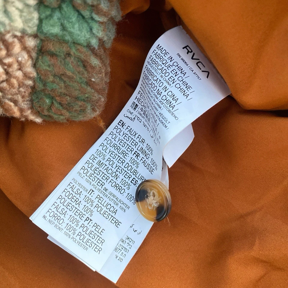 RVCA Jacket Shirt Mens Extra Small Fleece Button Up Pockets Collar - Image 4 of 4