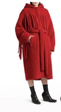 Stella McCartney Coat Teddy Fringe Jacket Red Sz 44 8/10 Oversized $2200