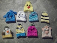 BABY GIRLS LOT OF 100 : HAND KNIT ANIMAL HATS ...NEW  SIZE NB - 18 MO