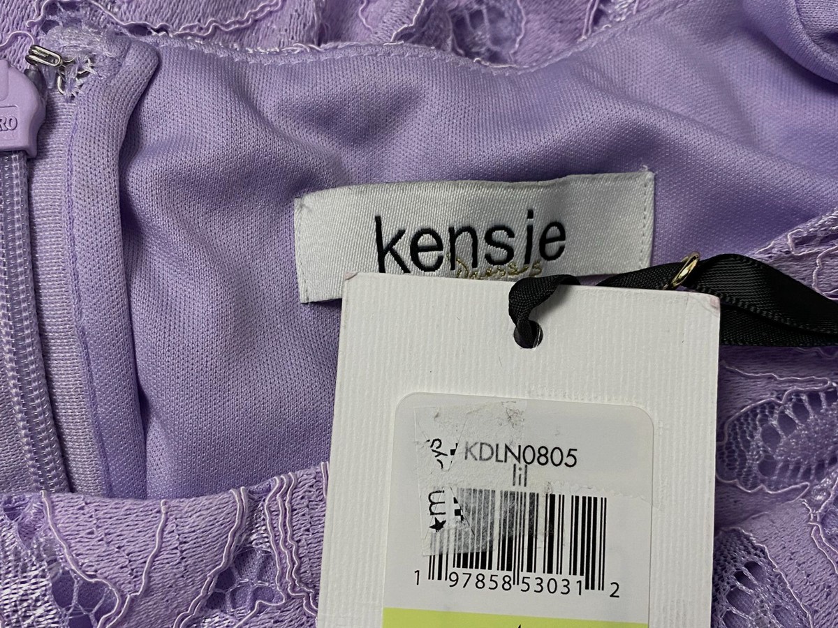 Kensie Women's Purple Lace Crewneck 3/4 Sleeve Sheath Dress Size 2