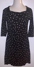 Women’s Ann Taylor Loft Black Polka Dot Half Sleeve Lined Dress ~ Size Medium M