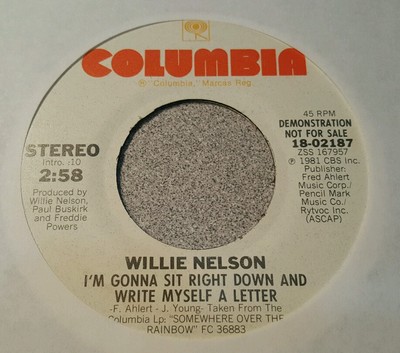 Willie Nelson    I'm Gonna Sit Right Down And Write Myself A Let ~ Promo ~ (M-) 