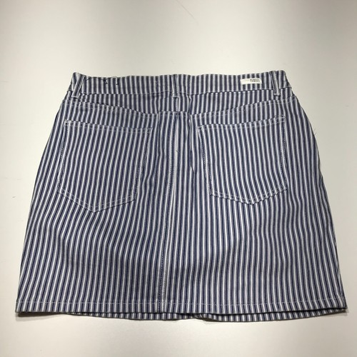 Almost Famous Skirt Juniors Size 11 Blue White Railroad Stripe Mid Rise Denim - Picture 2 of 12