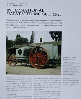 International Harvester Tractor Picture Info Article Sheet Out of Print Farm   