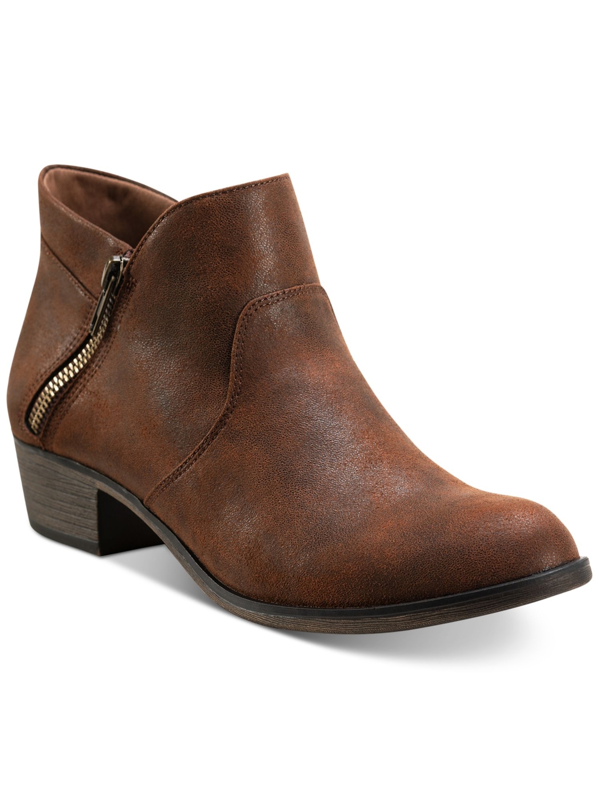 SUN STONE Womens Brown Comfort Non-Slip Abby Round Toe Block Heel Booties 7.5 M