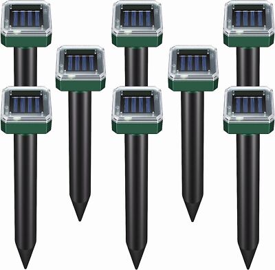 8 pack Solar Power Ultrasonic Repellent Mice Gopher Mole Pest Snake Repeller New