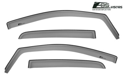 EOS Visors In-Channel Side Vent Window Visors For 2015-2020 GMC Canyon Crew Cab - Smoke Tinted, Black, No Drilling