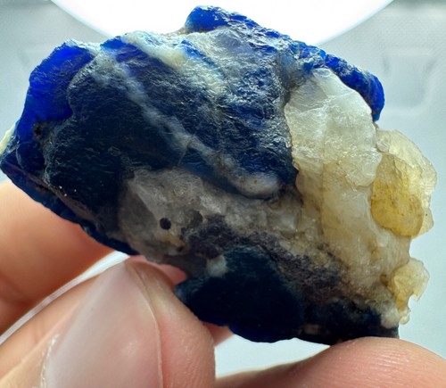 21 Gram Natural Translucent Blue Hauyne Specimen with Calcite from Afghanistan - Picture 2 of 10