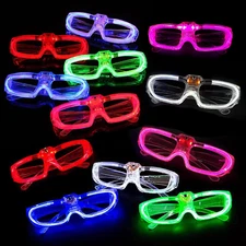 28 Pack LED Glasses - 5 Neon Color, 3 Light Mode, Glow Party Favor for Kid Adult