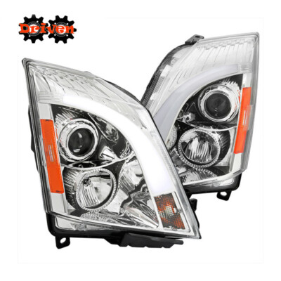 For: 08-04 Cadillac CTS Chrome Projector Headlights LED Strip DL Sequential Turn